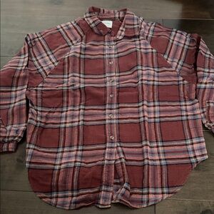 American Eagle Maroon Flannel Shirt